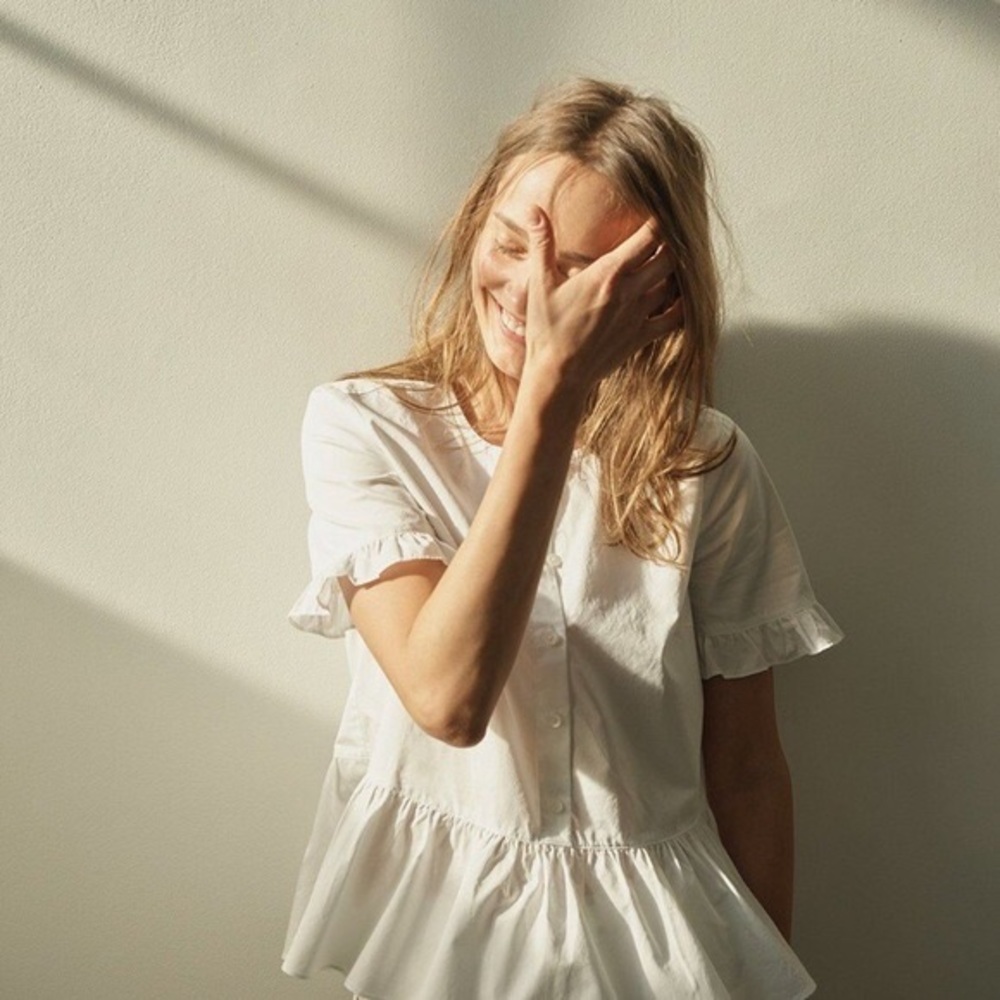 {Madewell} Studio Ruffle-Hem Top